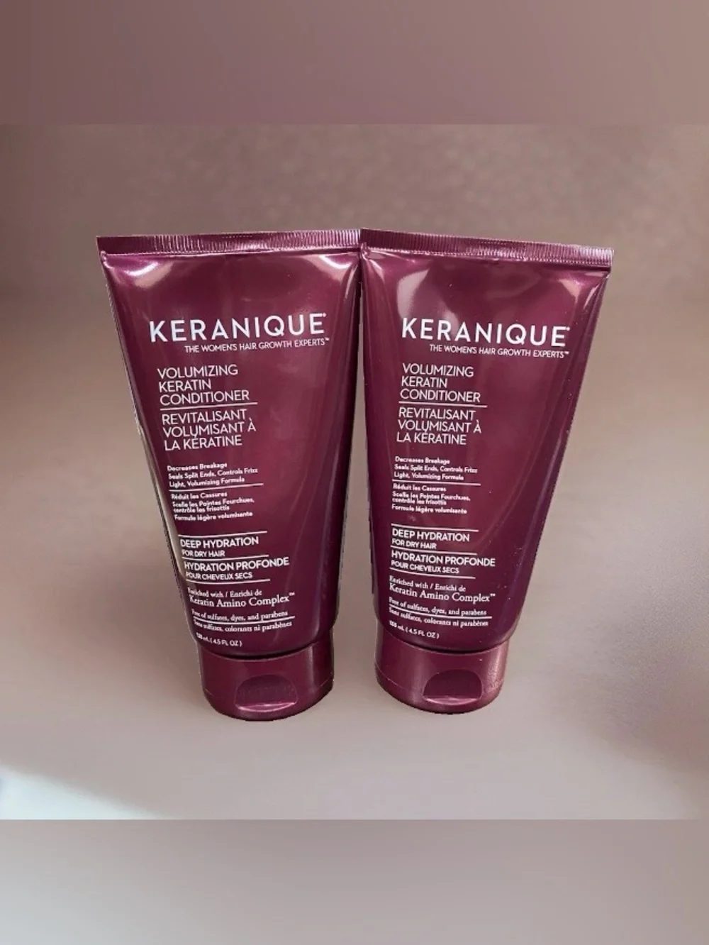 2x NEW Keranique DEEP HYDRATION Volumizing Keratin Conditioners (4.5oz) 2pc Set
